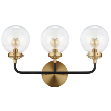 Caleb Brass Vanity Wall Sconce Clear - JONATHAN Y